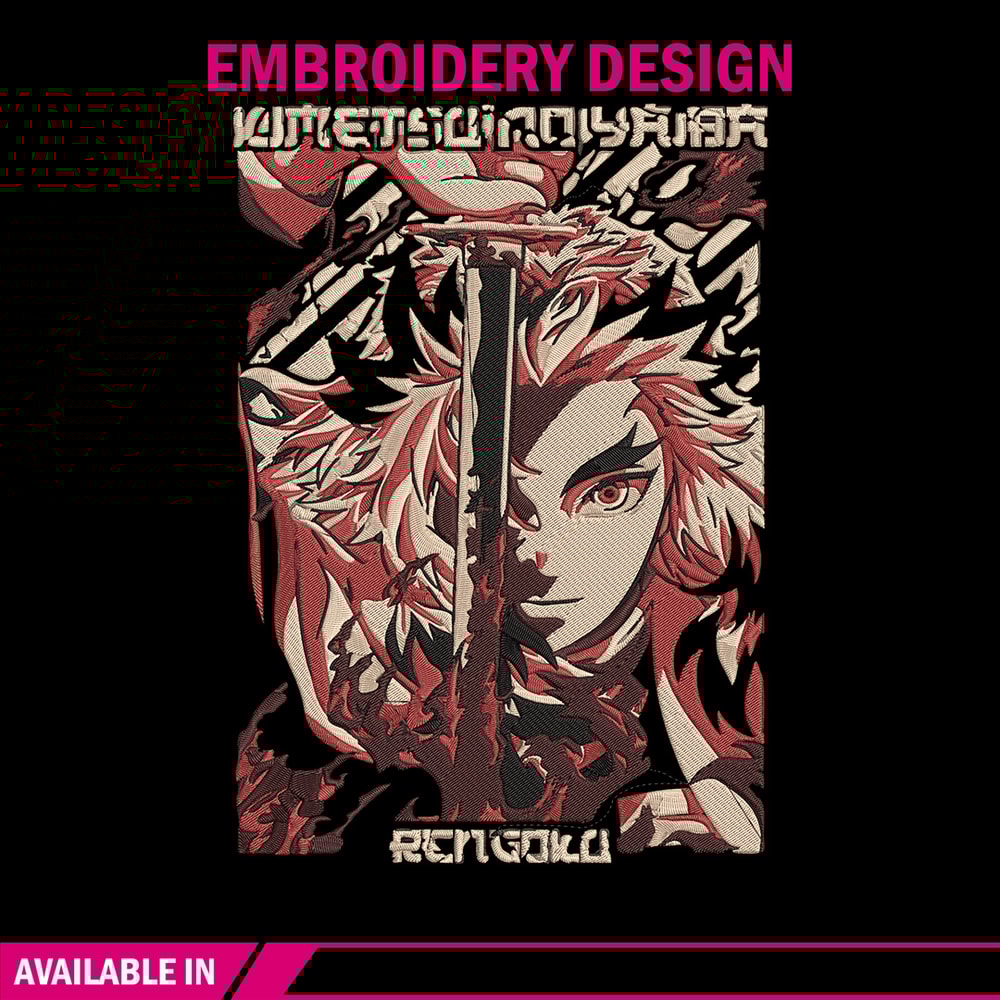 Rengoku Poster Embroidery Design, Demon slayer Embroidery, Embroidery File, Anime Embroidery,Digital download..jpg
