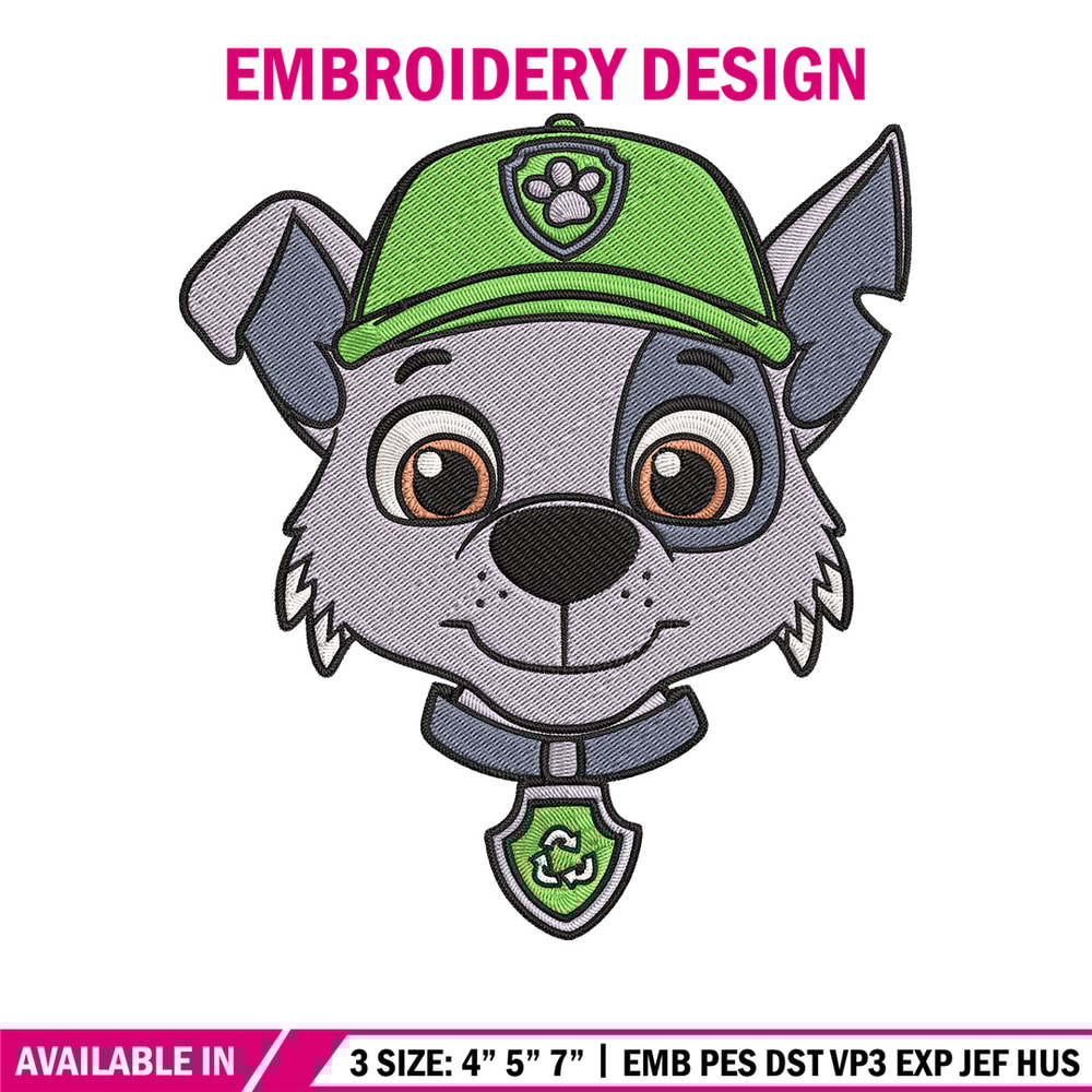 Rocky dog Embroidery Design, Paw patrol Embroidery, Embroidery File, Anime Embroidery, Anime shirt, Digital download..jpg