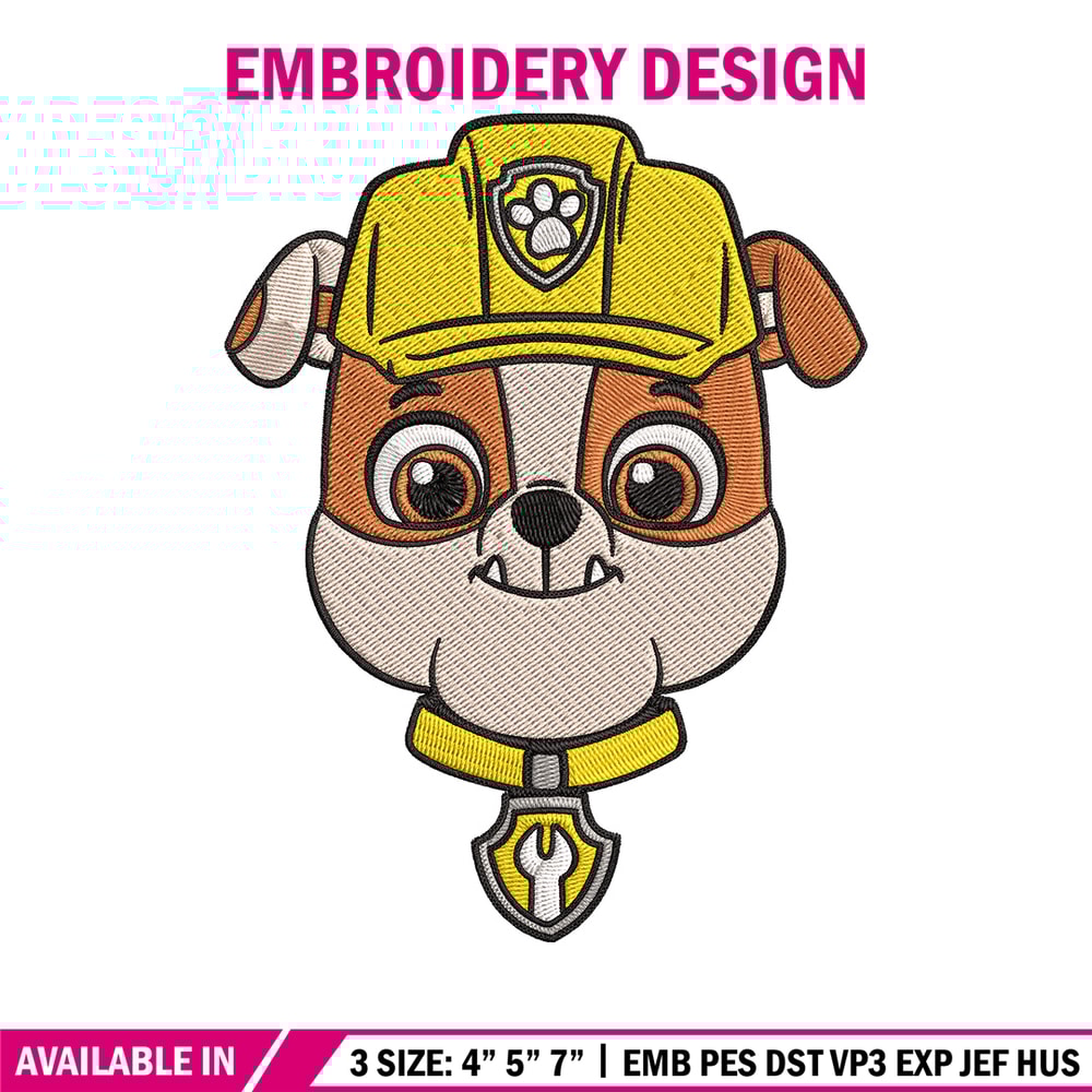 Rubble dog Embroidery Design, Paw patrol Embroidery, Embroidery File, Anime Embroidery, Anime shirt, Digital download.jpg