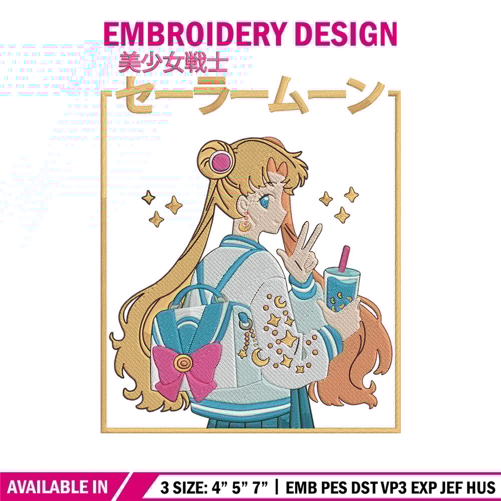 Sailor moon Embroidery Design,Sailor moon Embroidery, Embroidery File, Anime Embroidery, Anime shirt, Digital download.jpg