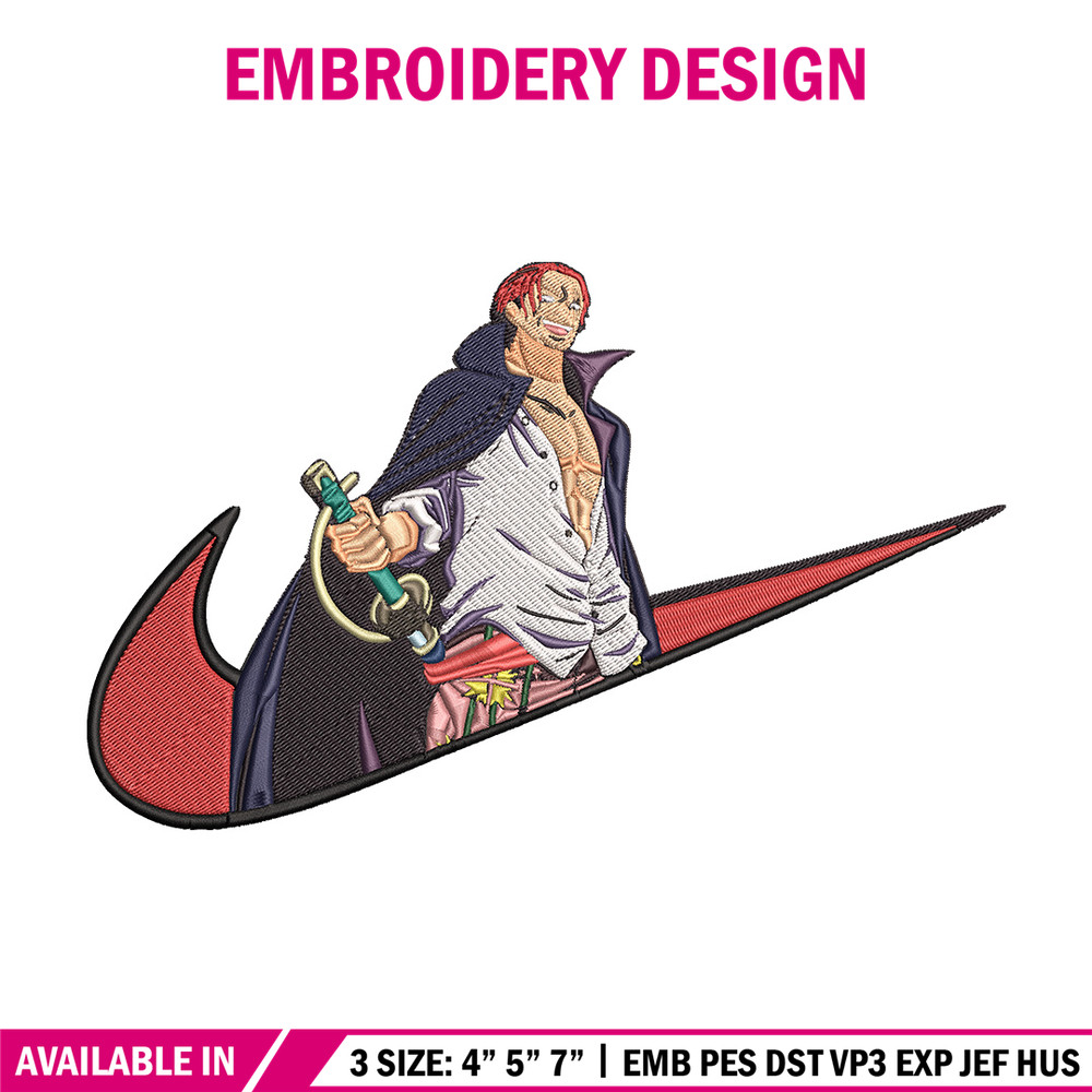 Shanks x nike Embroidery Design, One piece Embroidery, Embroidery File, Nike Embroidery, Anime shirt, Digital download.jpg