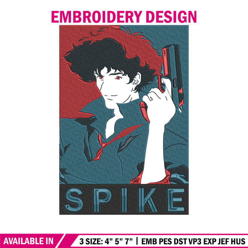 Spike poster Embroidery Design, Cowboy bebop Embroidery, Embroidery File, Anime Embroidery,Anime shirt,Digital download.jpg