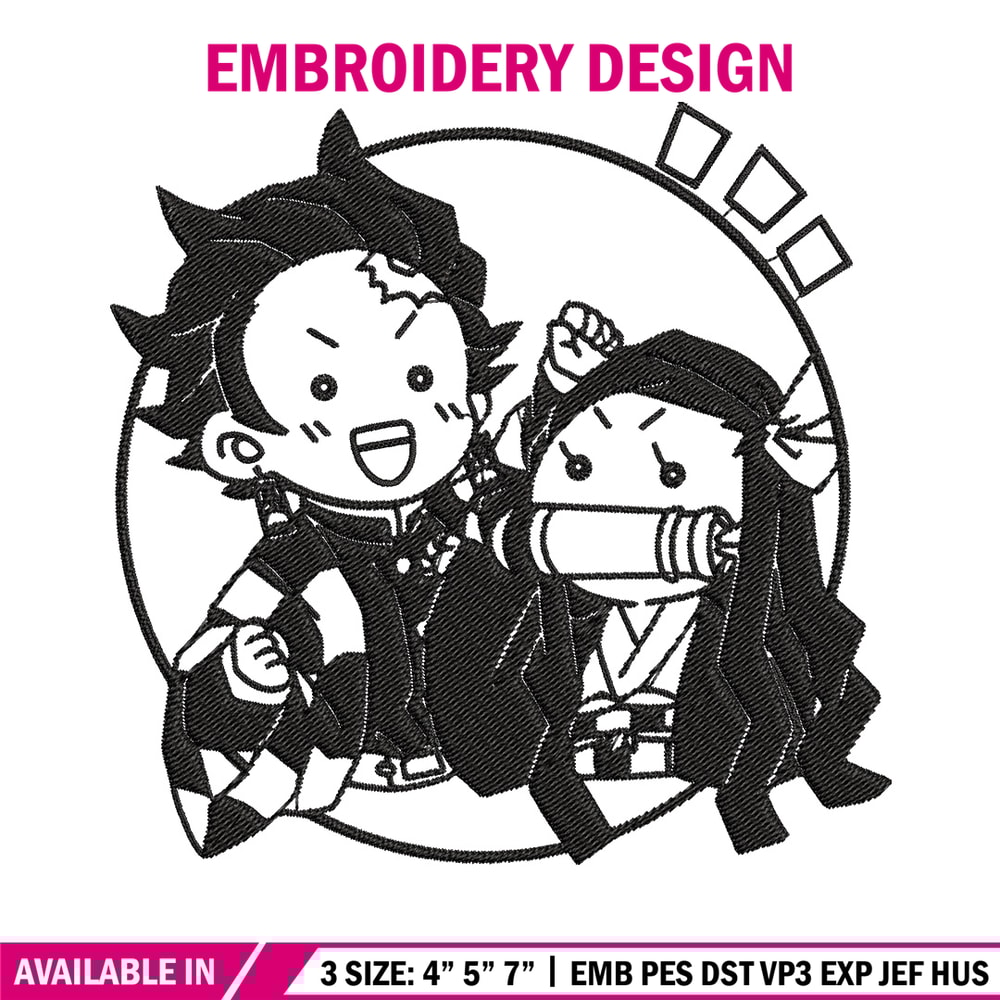Tanjiro x nezuko Embroidery Design, Demon slayer Embroidery, Embroidery File, Anime Embroidery, Digital download.jpg