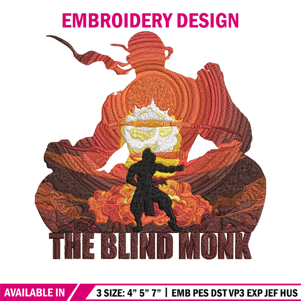The blind monk Embroidery Design, Poster Embroidery, Embroidery File, Anime Embroidery, Anime shirt, Digital download.jpg