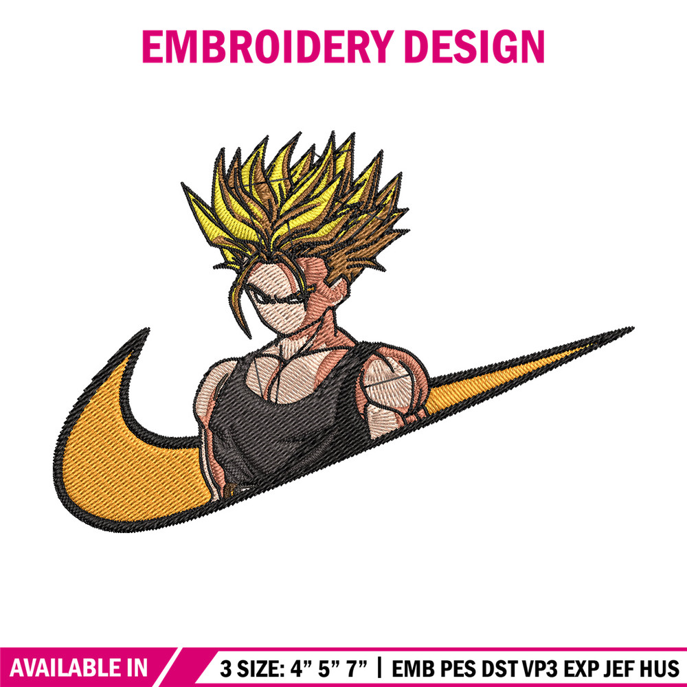 Trunks x nike Embroidery Design, Dragonball Embroidery, Embroidery File, Nike Embroidery, Anime shirt, Digital download.jpg