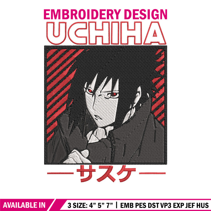 Uchiha Sasuke Embroidery Design, Naruto Embroidery,Embroidery File, Anime Embroidery, Anime shirt, Digital download.jpg
