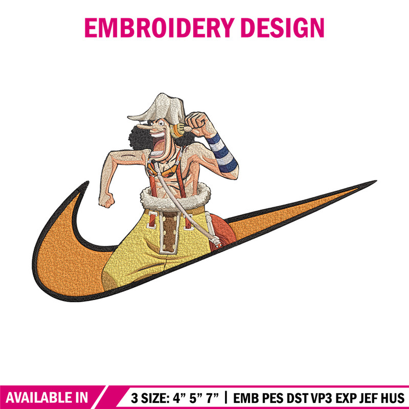 Usopp x nike Embroidery Design, One piece Embroidery, Embroidery File, Nike Embroidery, Anime shirt, Digital download.jpg