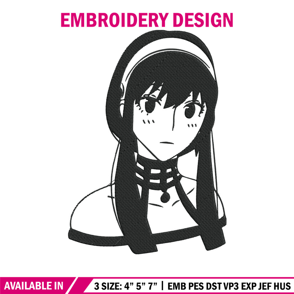 Yor forger Embroidery Design, Spy x family Embroidery, Embroidery File, Anime Embroidery, Anime shirt, Digital download..jpg