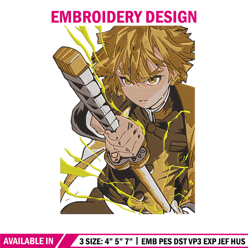 Zenitsu thunder Embroidery Design,Demon slayer Embroidery, Embroidery File,Anime Embroidery,Anime shirt,Digital download.jpg