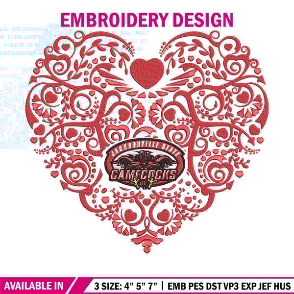 Gamecocks heart embroidery design, Sport embroidery, logo sport embroidery, Embroidery design,NCAA embroidery.jpg