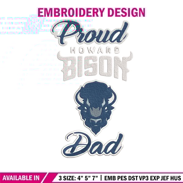 Howard Bison Logo embroidery design, Sport embroidery, logo sport embroidery, Embroidery design, NCAA embroidery.jpg