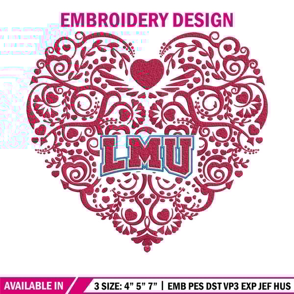 Loyola Marymount heart embroidery design, NCAA embroidery, Sport embroidery, Embroidery design, Logo sport embroidery.jpg