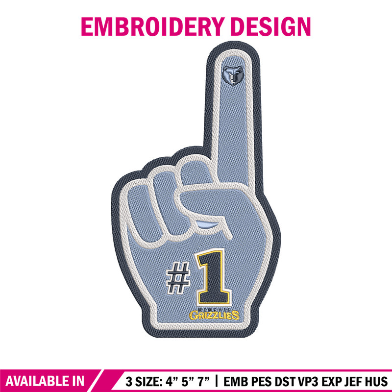 Memphis Grizzlies no 1 embroidery design,NBA embroidery,Sport embroidery,Embroidery design, Logo sport embroidery..jpg