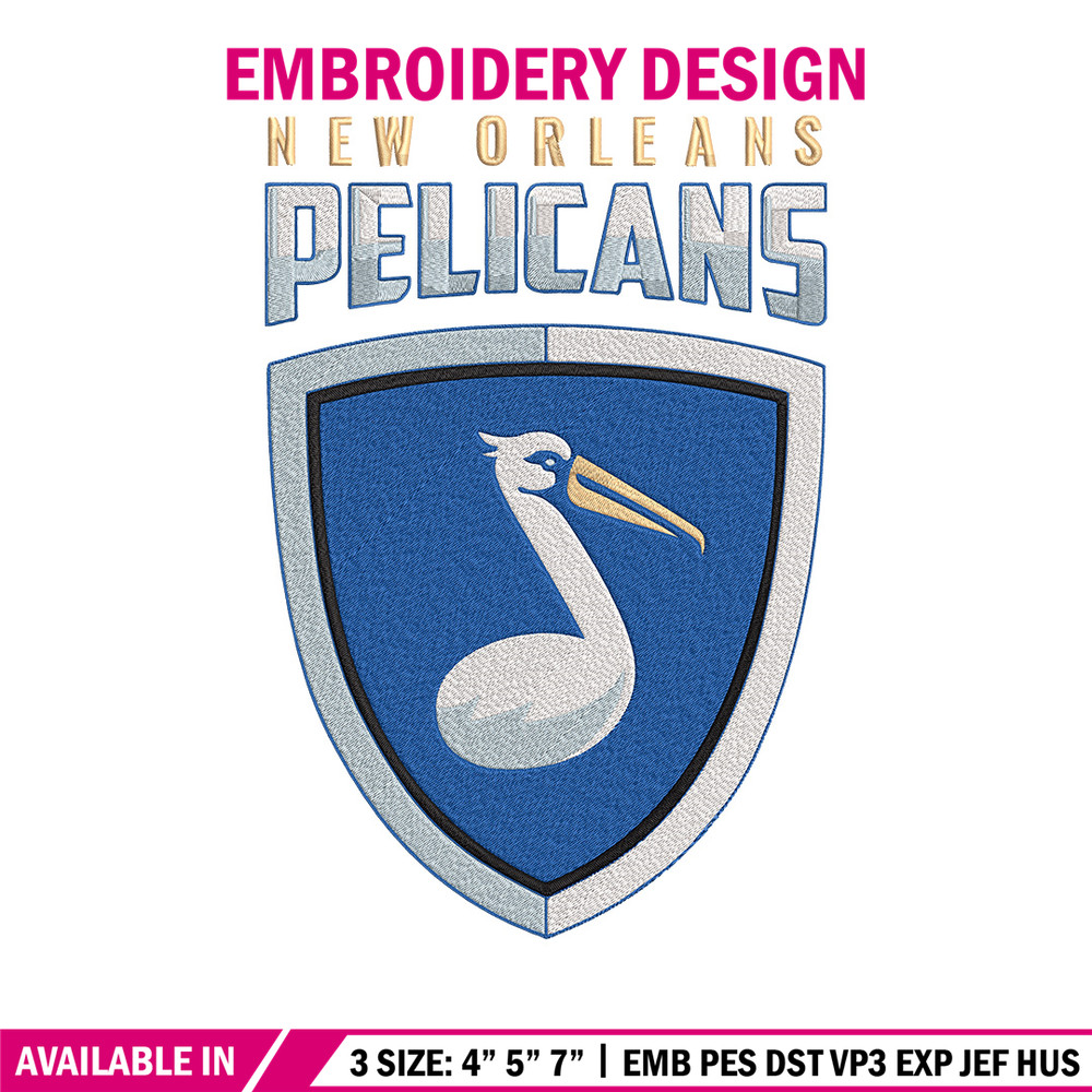 Orleans Pelicans logo embroidery design, NBA embroidery, Sport embroidery,Embroidery design, Logo sport embroidery.jpg