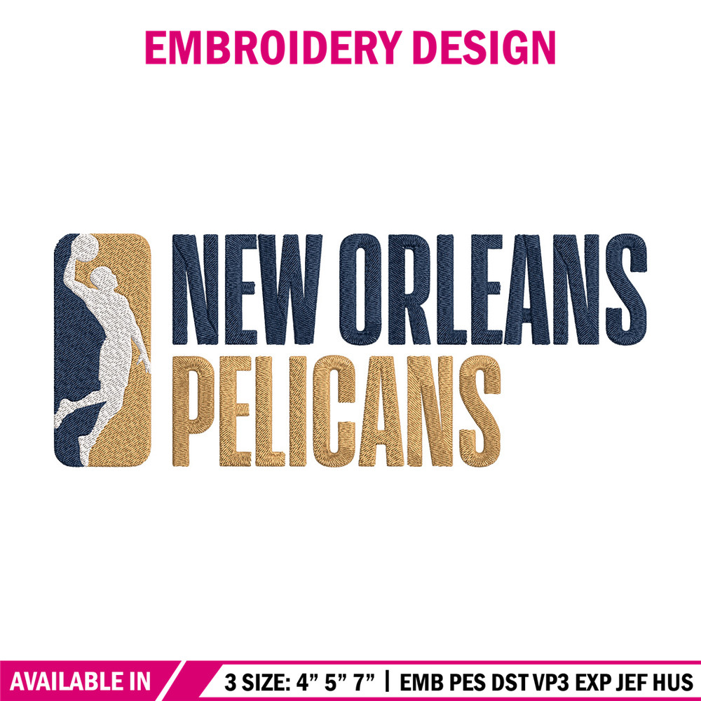 Orleans Pelicans logo embroidery design, NBA embroidery, Sport embroidery,Embroidery design,Logo sport embroidery.jpg