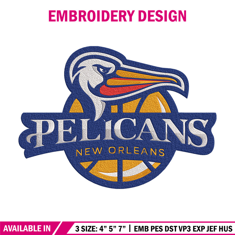 Orleans Pelicans logo embroidery design,NBA embroidery,Sport embroidery,Embroidery design,Logo sport embroidery.jpg