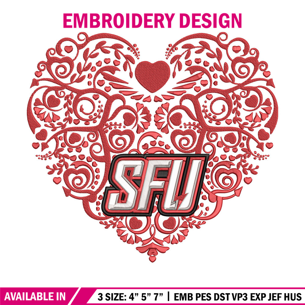 Simon Fraser heart embroidery design, NCAA embroidery, Embroidery design,Logo sport embroidery,Sport embroidery.jpg