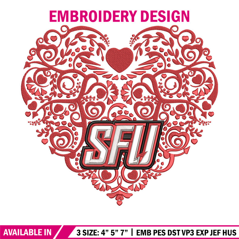 Simon Fraser heart embroidery design, NCAA embroidery, Embroidery design,Logo sport embroidery,Sport embroidery.jpg