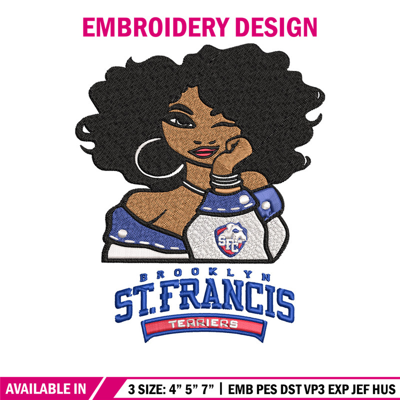 St Francis Brooklyn girl embroidery design, NCAA embroidery, Embroidery design, Logo sport embroidery, Sport embroidery.jpg