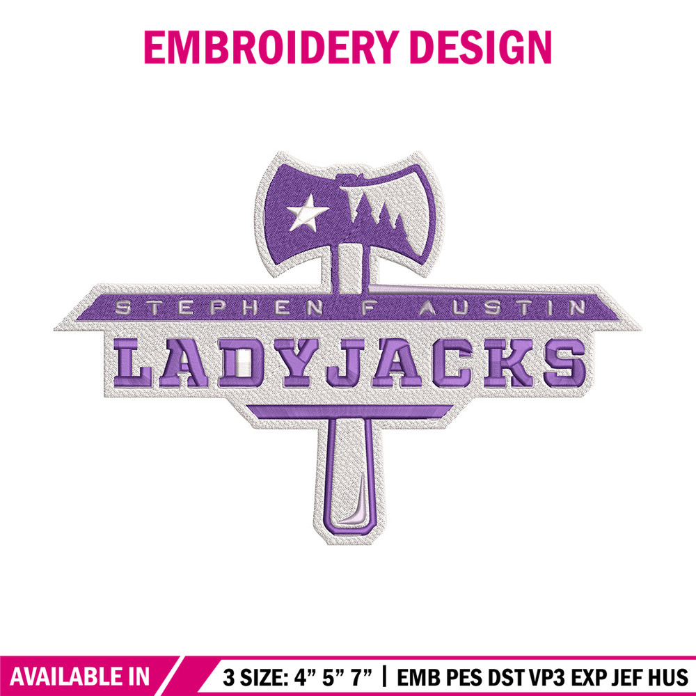 Stephen F. Austin logo embroidery design, NCAA embroidery, Embroidery design, Logo sport embroidery, Sport embroidery..jpg
