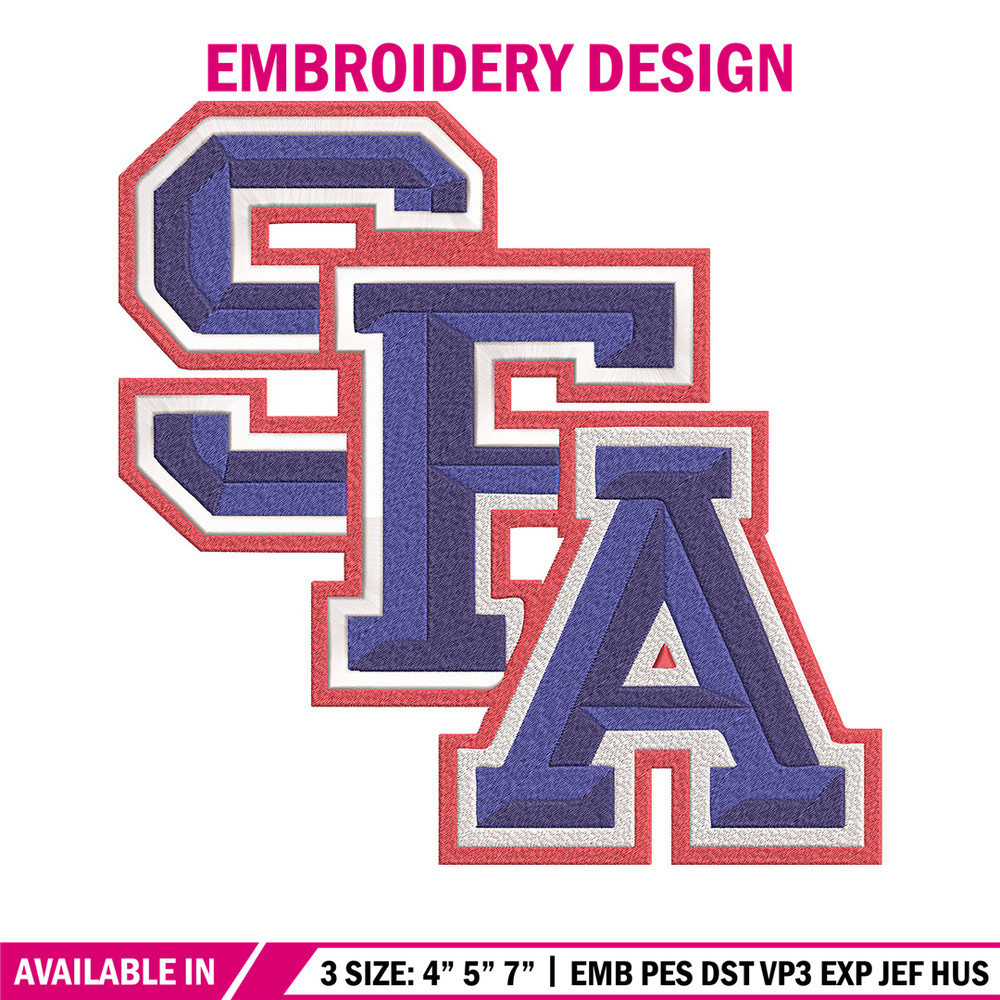 Stephen F. Austin logo embroidery design, NCAA embroidery,Embroidery design,Logo sport embroidery,Sport embroidery.jpg