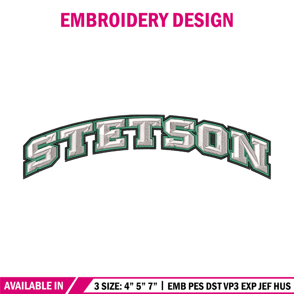 Stetson Hatters logo embroidery design, NCAA embroidery, Embroidery design,Logo sport embroidery,Sport embroidery.jpg