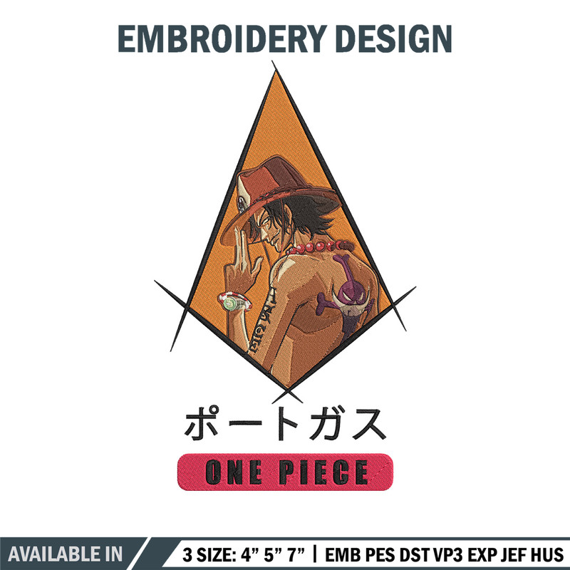 Ace poster Embroidery Design, One piece Embroidery, Embroidery File, Anime Embroidery, Anime shirt, Digital download..jpg