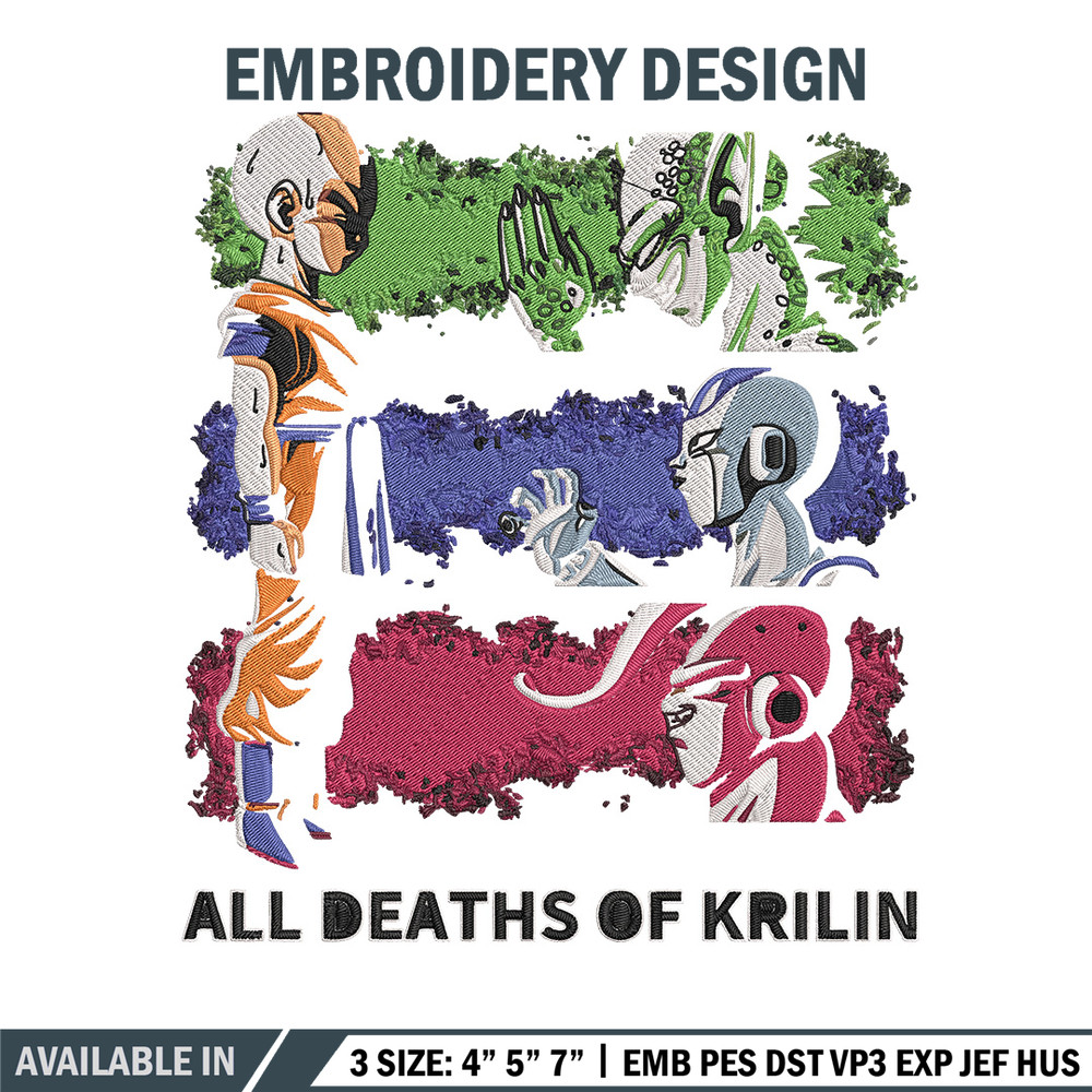All deaths of krilin Embroidery Design, Dragonball Embroidery, Embroidery File, Anime Embroidery, Digital download.jpg