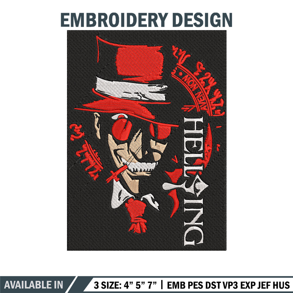 Alucard Poster Embroidery Design, Hellsing Embroidery, Embroidery File, Anime Embroidery, Anime shirt, Digital download.jpg