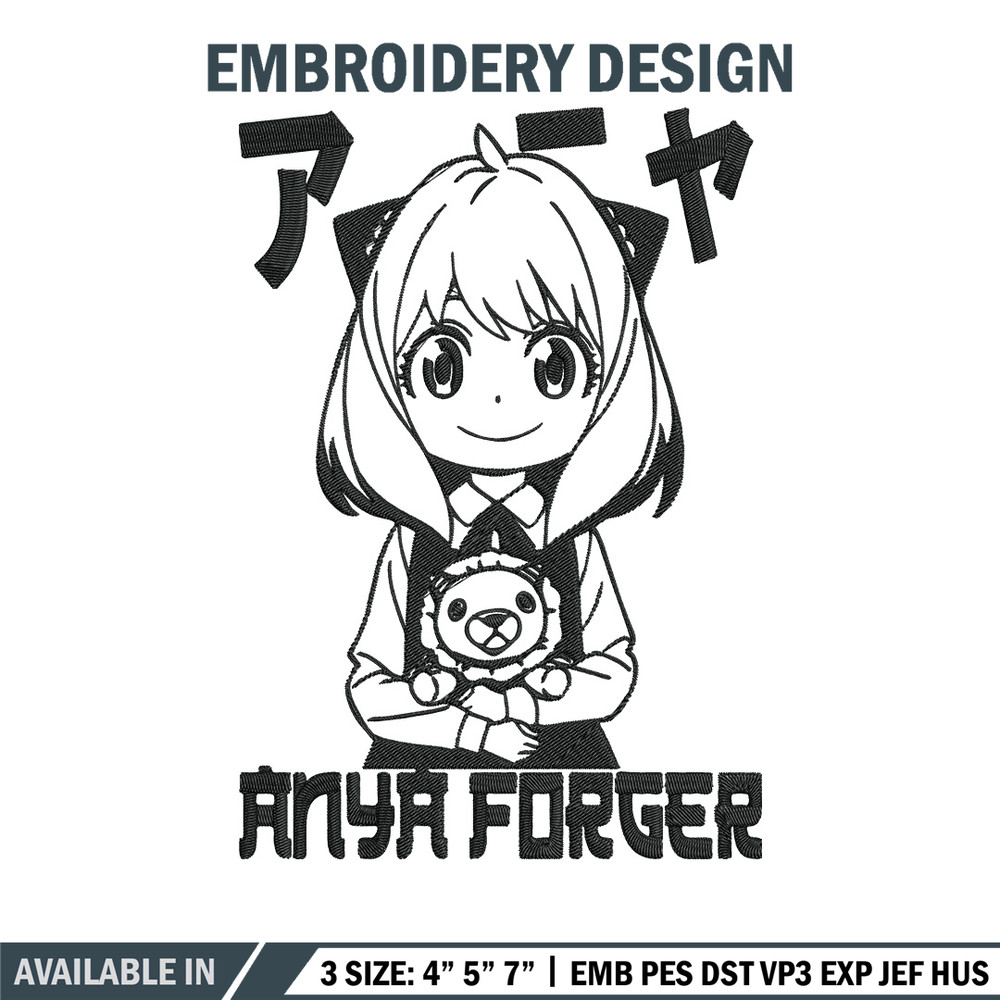 Anya forger Embroidery Design, Spy x family Embroidery, Embroidery File, Anime Embroidery, Digital download.jpg