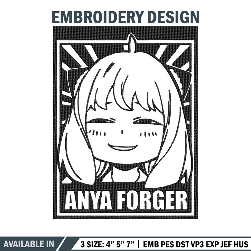 Anya poster Embroidery Design, Spy x family Embroidery, Embroidery File, Anime Embroidery, Anime shirt,Digital download.jpg
