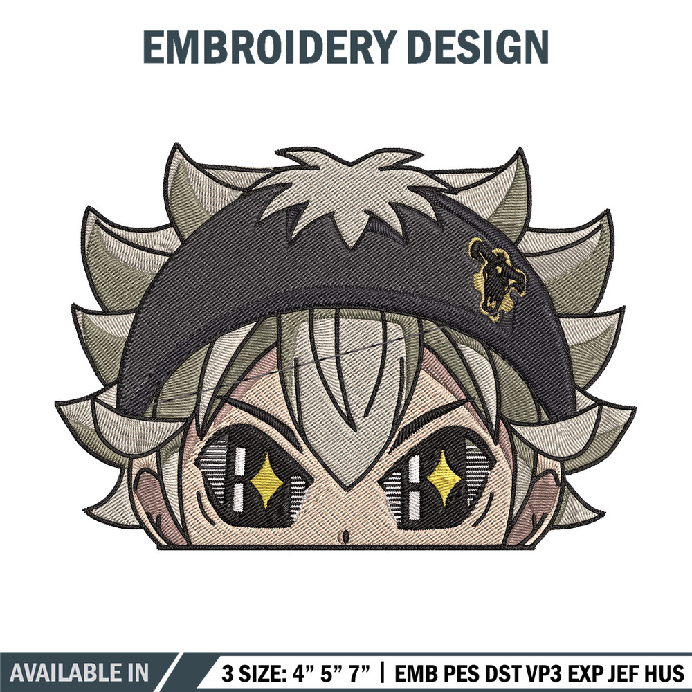 Asta Peeker Embroidery Design, Black clover Embroidery, Embroidery File, Anime Embroidery, Anime shirt,Digital download..jpg