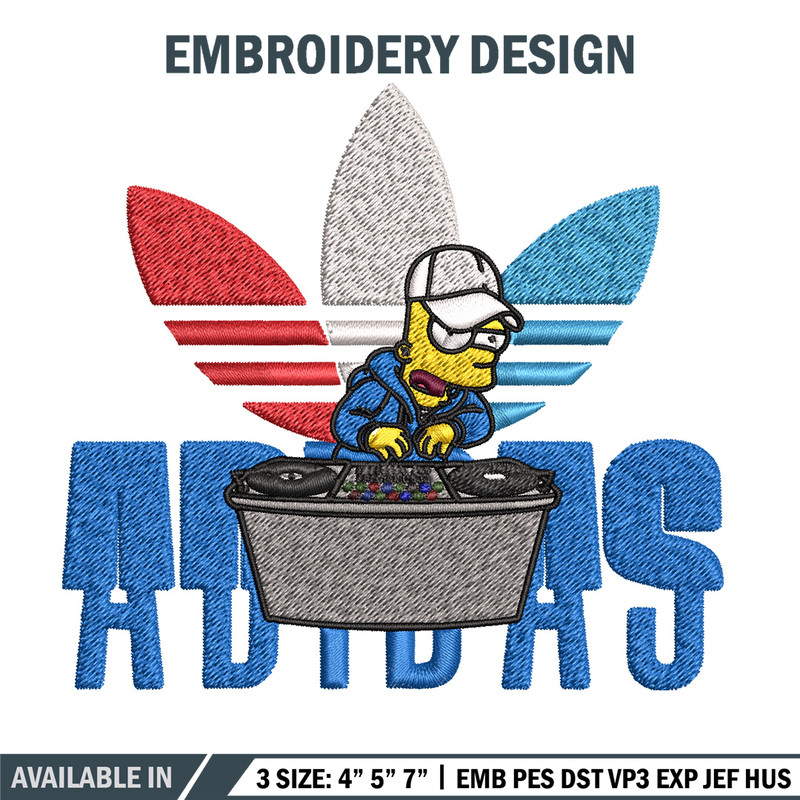 Bart dj adidas Embroidery Design, Adidas Embroidery, Brand Embroidery, Embroidery File, Logo shirt, Digital download.jpg