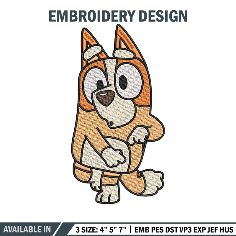 Bingo Heeler Embroidery, Bluey cartoon Embroidery, Embroidery File, cartoon design, cartoon shirt, Digital download..jpg