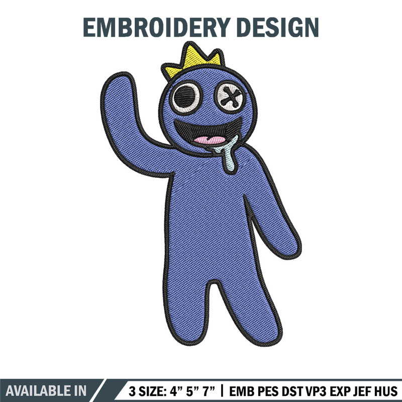 Blue Rainbow Embroidery Design, Rainbow Friends Embroidery, Embroidery File, Anime Embroidery, Digital download..jpg