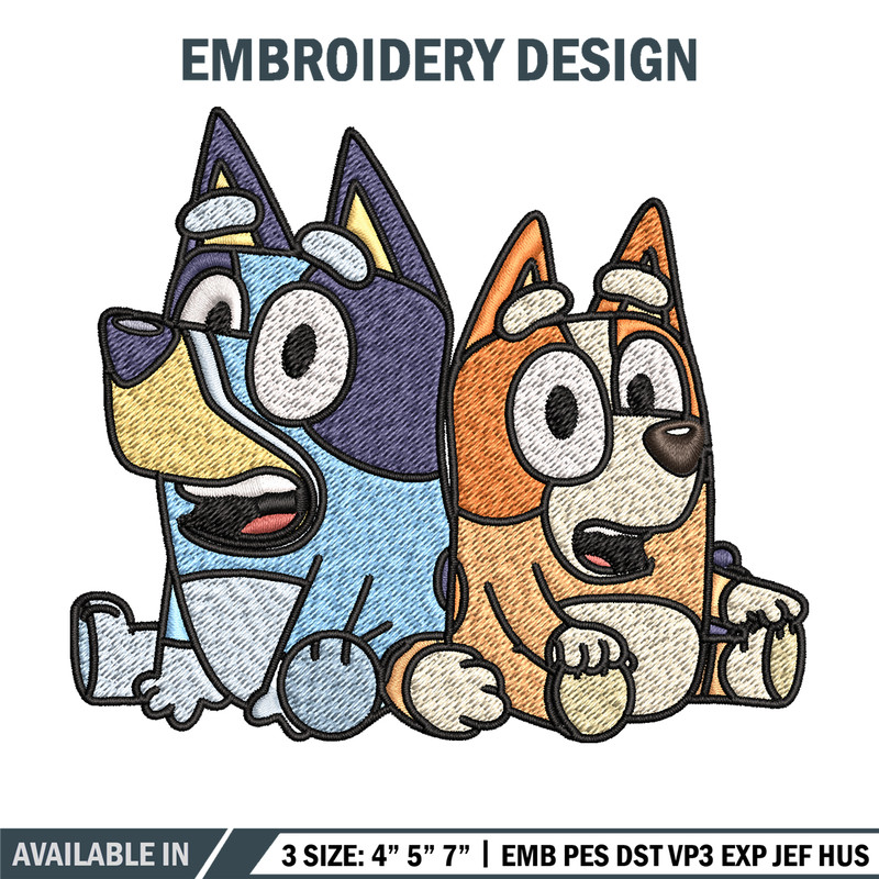 Bluey and Bingo Embroidery, Bluey Embroidery, Embroidery File, cartoon design, cartoon shirt, Digital download..jpg