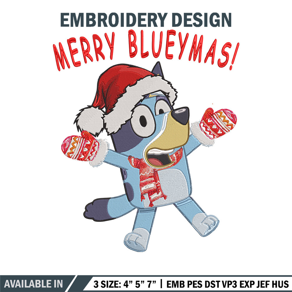 Bluey chrismas Embroidery Design, Bluey Embroidery, Embroidery File,Chrismas Embroidery, Anime shirt, Digital download.jpg