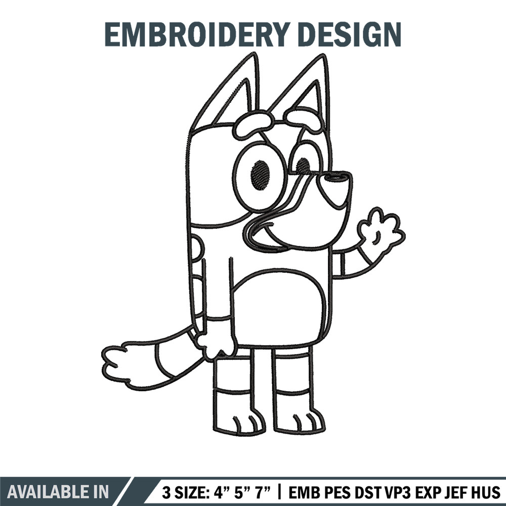 Bluey Coloring Pages Embroidery, Bluey Embroidery, Embroidery File, cartoon design, logo shirt, Digital download..jpg