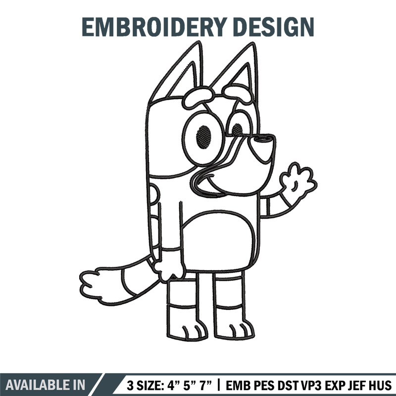 Bluey Coloring Pages Embroidery, Bluey Embroidery, Embroidery File, cartoon design, logo shirt, Digital download..jpg
