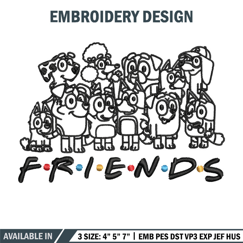 Bluey family Coloring Pages Embroidery, Bluey Embroidery, Embroidery File, cartoon design, logo shirt, Digital download..jpg