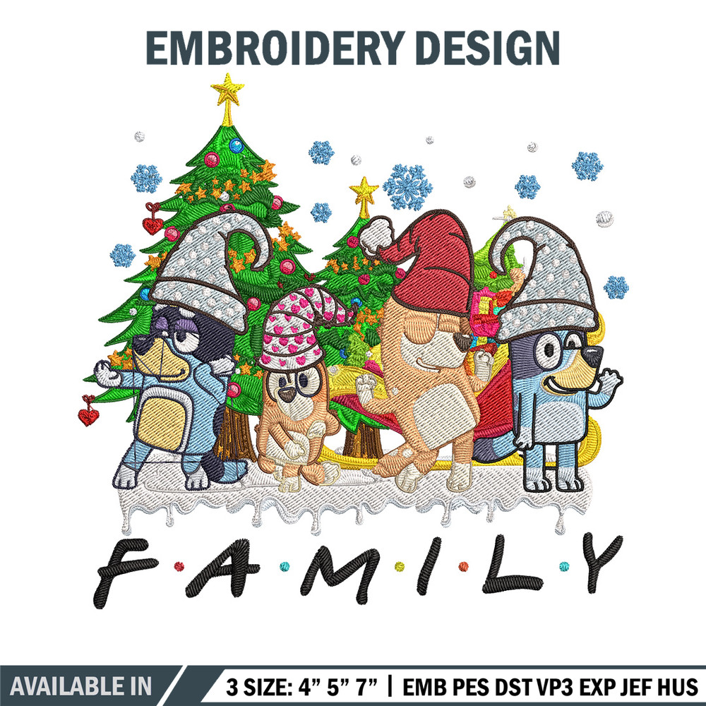 Bluey family Embroidery Design, Bluey Embroidery, Embroidery File, Chrismas Embroidery, Anime shirt, Digital download.jpg