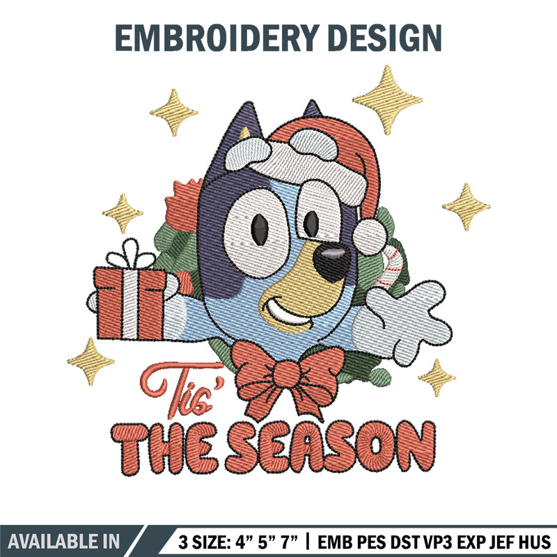 Bluey gift embroidery design, Bluey embroidery, Chrismas design, Embroidery file, Embroidery shirt, Digital download.jpg
