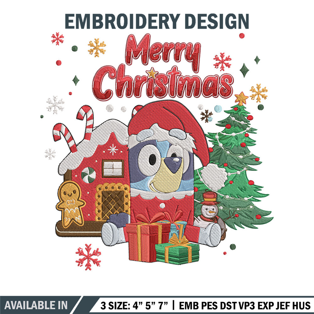 Bluey merry chrismas Embroidery Design,Bluey Embroidery, Embroidery File, Chrismas Embroidery, Digital download.jpg