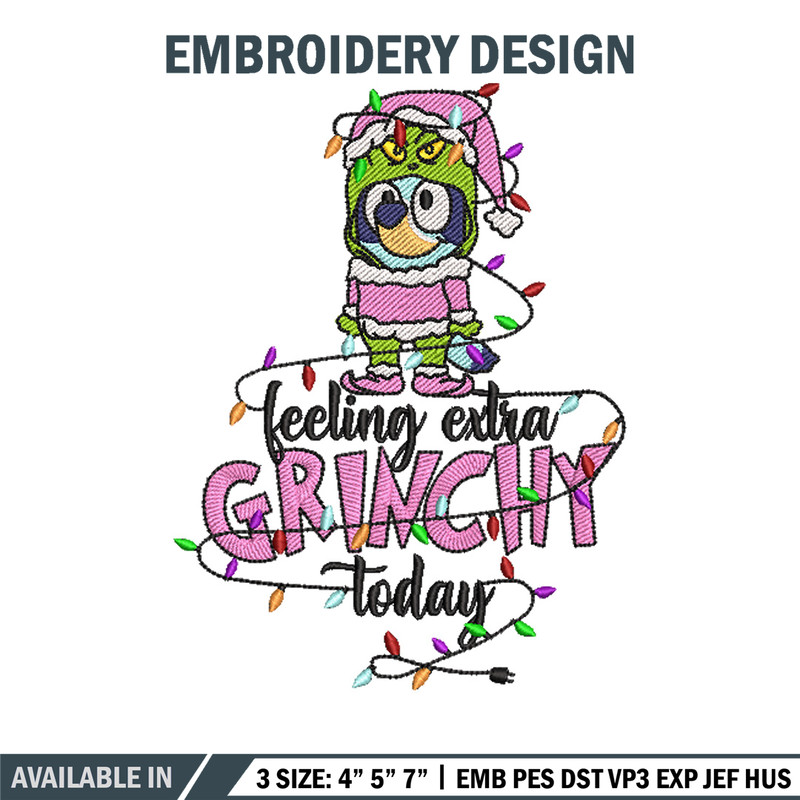 Bluey x grinch embroidery design, Bluey embroidery, Chrismas design, Embroidery file, Embroidery shirt, Digital download.jpg