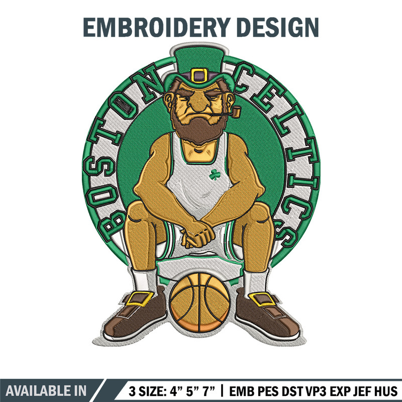 Boston Celtics mascot embroidery design, NBA embroidery, Sport embroidery, Logo sport embroidery, Embroidery design.jpg