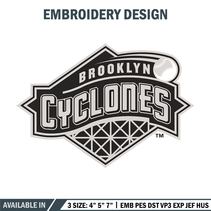 Brooklyn Cyclones logo embroidery design, MLB embroidery,Sport embroidery, Logo sport embroidery, Embroidery design..jpg