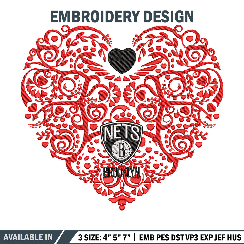 Brooklyn Nets heart embroidery design, NBA embroidery,Sport embroidery, Logo sport embroidery, Embroidery design.jpg