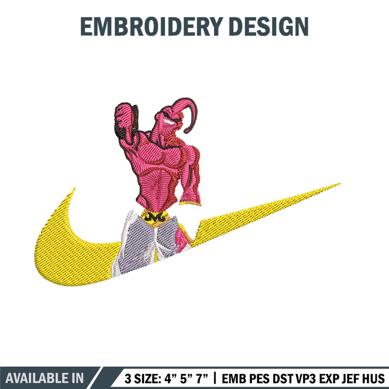 Buu x nike Embroidery Design, Dragonball Embroidery, Embroidery File, Nike Embroidery, Anime shirt, Digital download.jpg