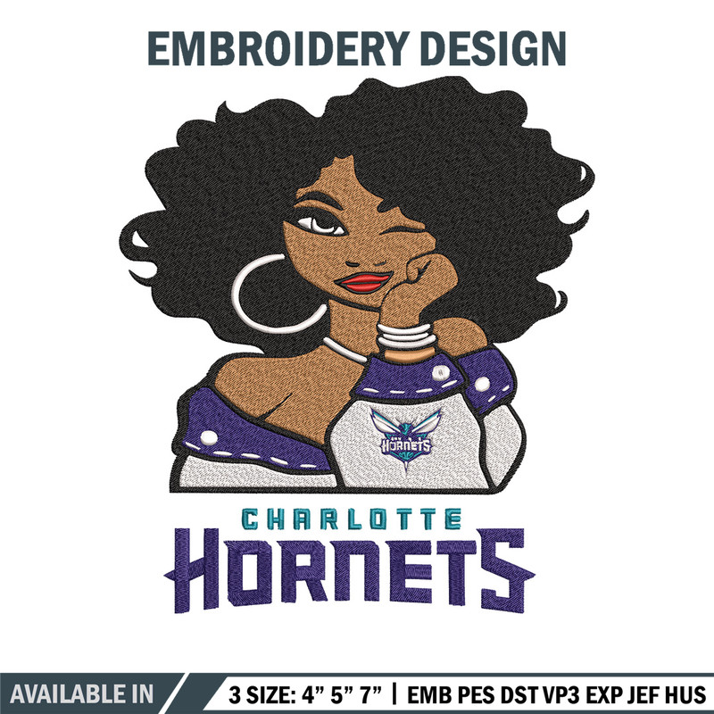 Charlotte Hornets girl embroidery design, NBA embroidery, Sport embroidery, Embroidery design, Logo sport embroidery..jpg