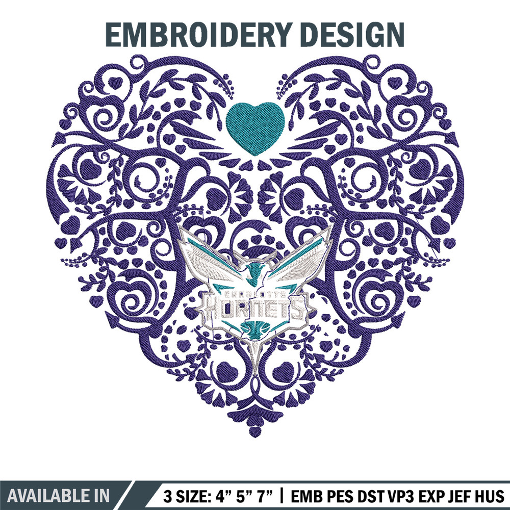 Charlotte Hornets heart embroidery design, NBA embroidery, Sport embroidery, Embroidery design, Logo sport embroidery..jpg